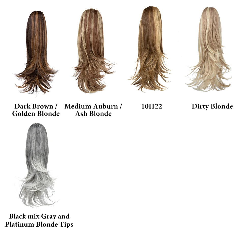 SARLA Claw Clip Ponytail Extension - Long Silky Straight Synthetic Hair