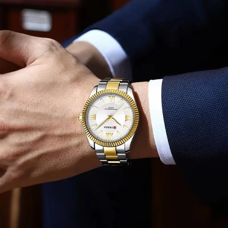 CURREN 8453 Men's Quartz Watch Fashionable Elegant Waterproof Luminous Stainless Steel Strap Business Men's Watch reloj hombre