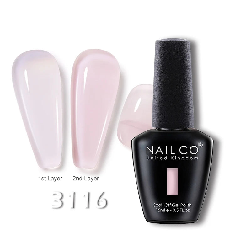 NAILCO 15ml Translucent Gel Nail Polish Semi-permanent Enamels Varnish For UV Nails Art Hybrid LED Nail Gel Transparent Manicure