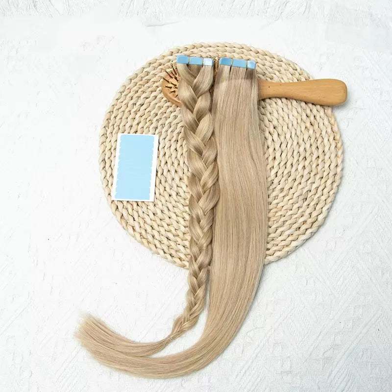 Tape in Human Hair Extensions Brown Seamless Tape in Hair Extensions Skin Weft PU Tape On Hair 12"-24" Machine Remy Tape ins
