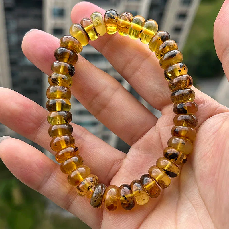 Baltic Plant Amber Bracelet for Women Gift Unique Handmade Irregular Golden Beads New Natural Stone Jewelry Supplier Wholesale