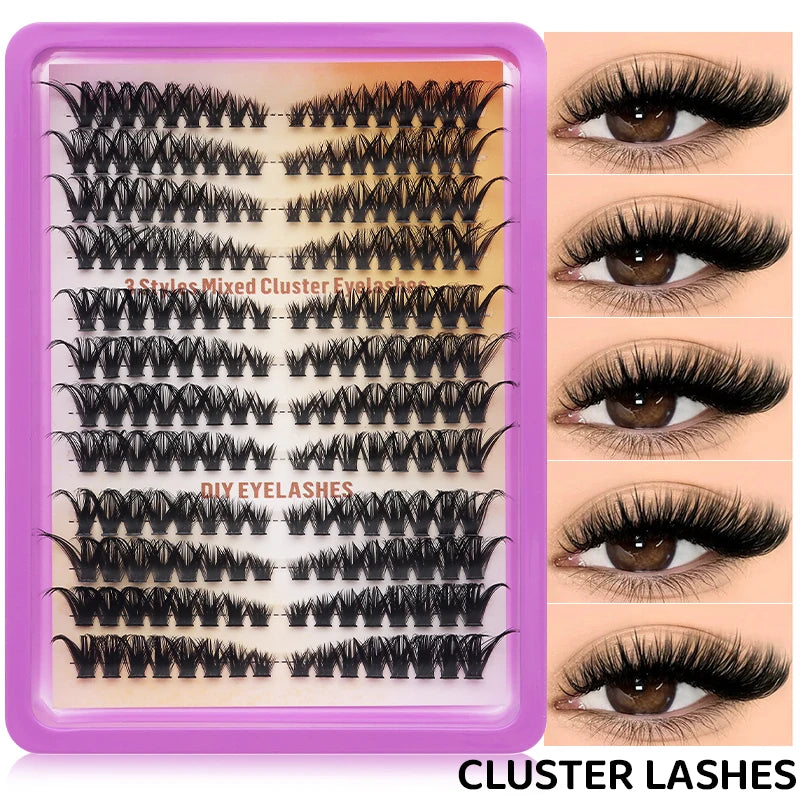 DINGSEN Eyelashes Cluster Soft Individual Lashes Eyelashes Extensions Volume DIY Eyelashes Kit Thick Cluster Eyelash Makeup