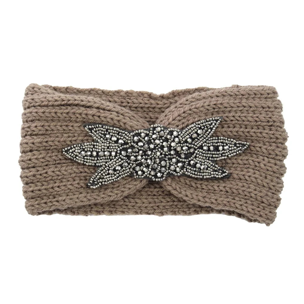 Knitted Rhinestone Butterfly Headband - Fashionable Hair Accessory