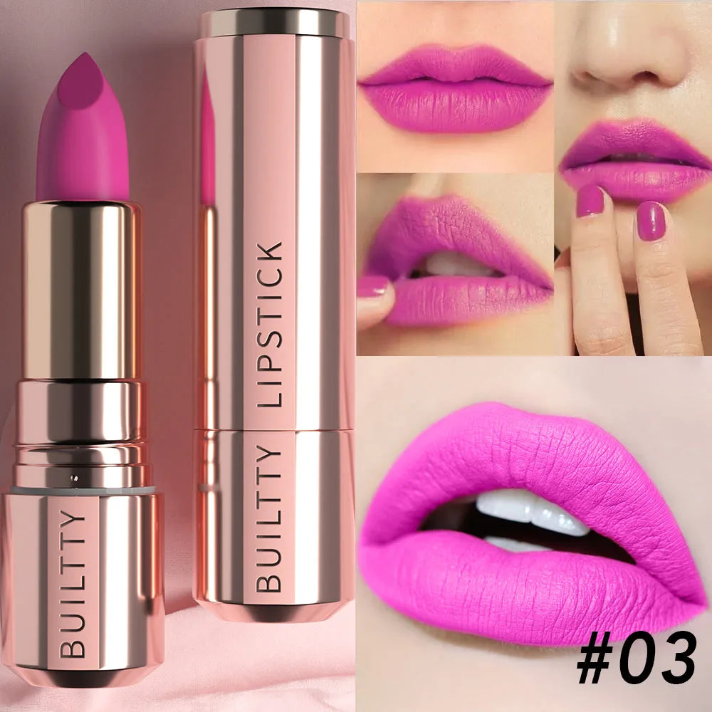 Matte Nude Lipstick Smooth Velvety Long Lasting Lip Stick Non-Stick Cup Not Fade Nude Lip Stick Makeup Gifts for Women and Girls