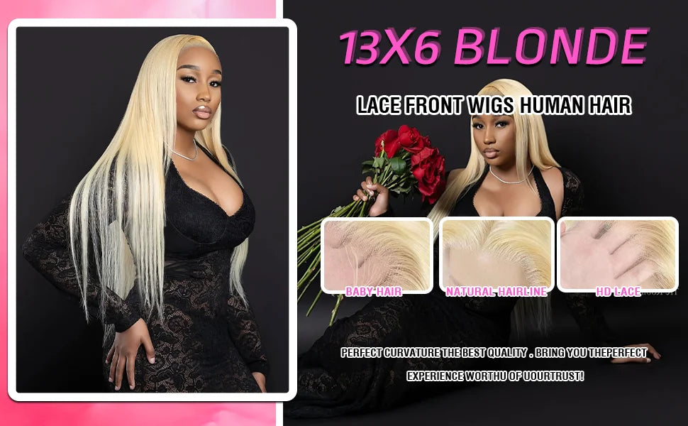 40-50 Inch 613 Blonde Wig - 13x6 HD Lace Front Bone Straight Human Hair