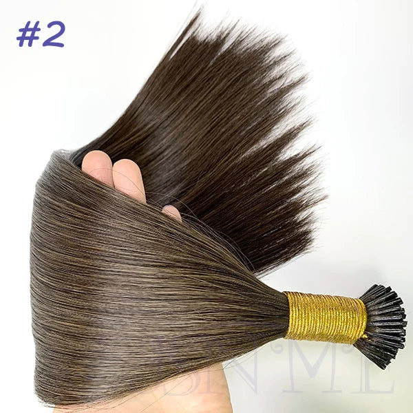 JSNME I Tip Hair Extensions Natural Real Human Fusion Capsule Keratin Hair Extensions Black Brown Blonde 1g/Strand  For Salon