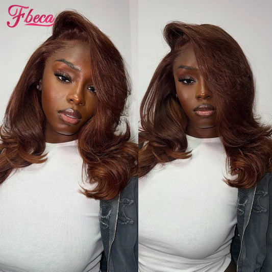Body Wave Chocolate Brown Human Hair Wig Lace Front 13x6 13x4 HD Frontal Colored Wigs Preplucked For Women 180 Density 12"-18"
