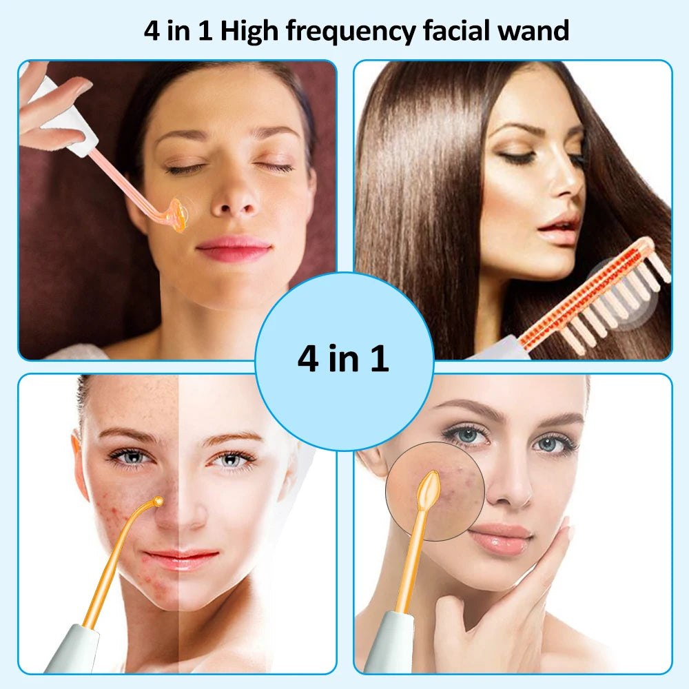 Portable High Frequency Facial Machine Skin Therapy for Face Acne Massage Skin Rejuvenation Tightening Wrinkle Reducing Tool