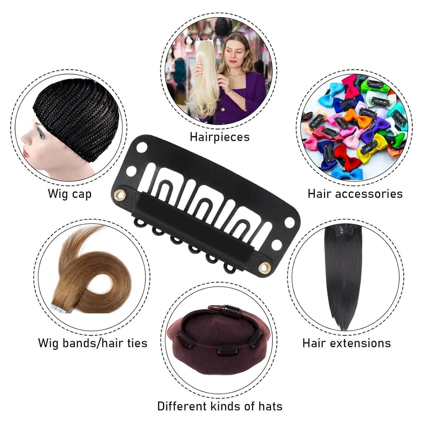 U Shaped Wig Clips Metal Snap Clips for Hair Extensions Barrette Salon Grip Pins Hair Styling Tools Accessory Tool