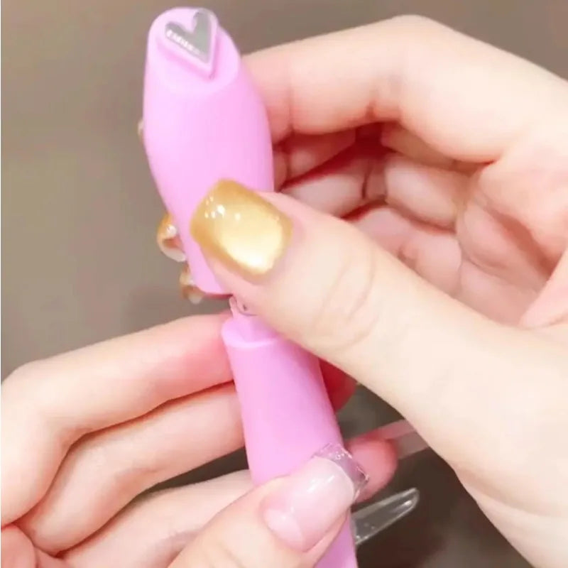 1Pcs 3-In-1 Heart Shape Cat Eye Nail Art Magnet Double Line Moon Snake Pattern French Nail Magnetic Pen Gel Polish Manicure Tool