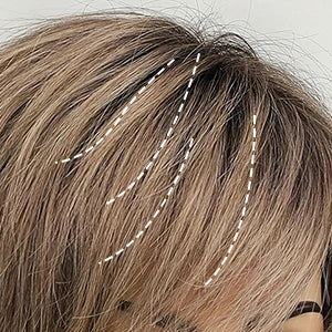 Lace Front Wigs Ombre Light Brown Remy Human Hair Ash Brown Pixie Cut Hairs with Bang Short Straight Wig for Women Bob Human Wig