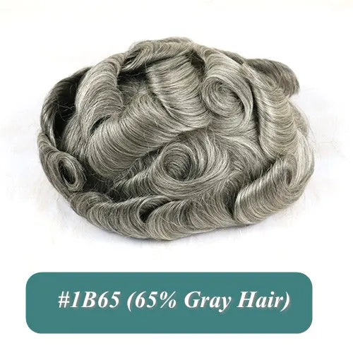 Men's Hair Replacement System - 30mm Wave Toupee with Skin Base