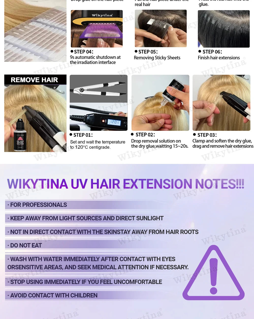 Professional UV Light Hair Extension Kit Complete Tool Set with UV Glue and Remover Machine - High-Quality Salon Styling Tools