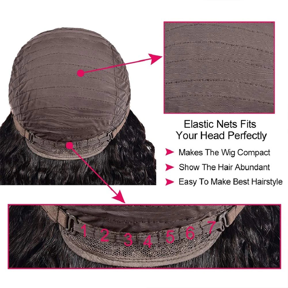 Curly Human Hair Wigs with Bangs Water wave Wig Brazilian Unprocessed Virgin Hair Machine Made Curly Human Wigs 150% Density