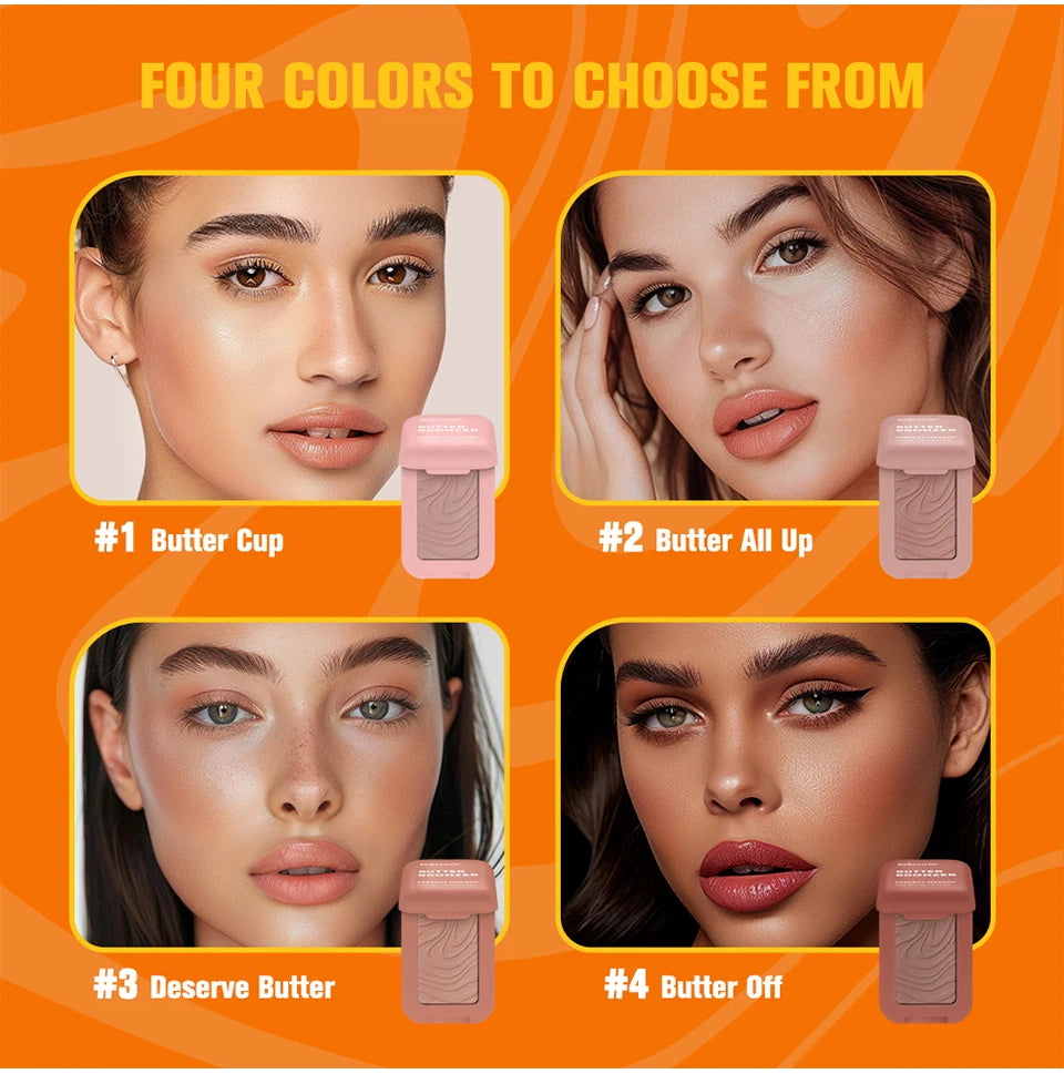 Single Color Butter Blush Matte Natural Cheek Tint Waterproof Face Contouring Cosmetics Blush Powder Face Soft Female Makeup