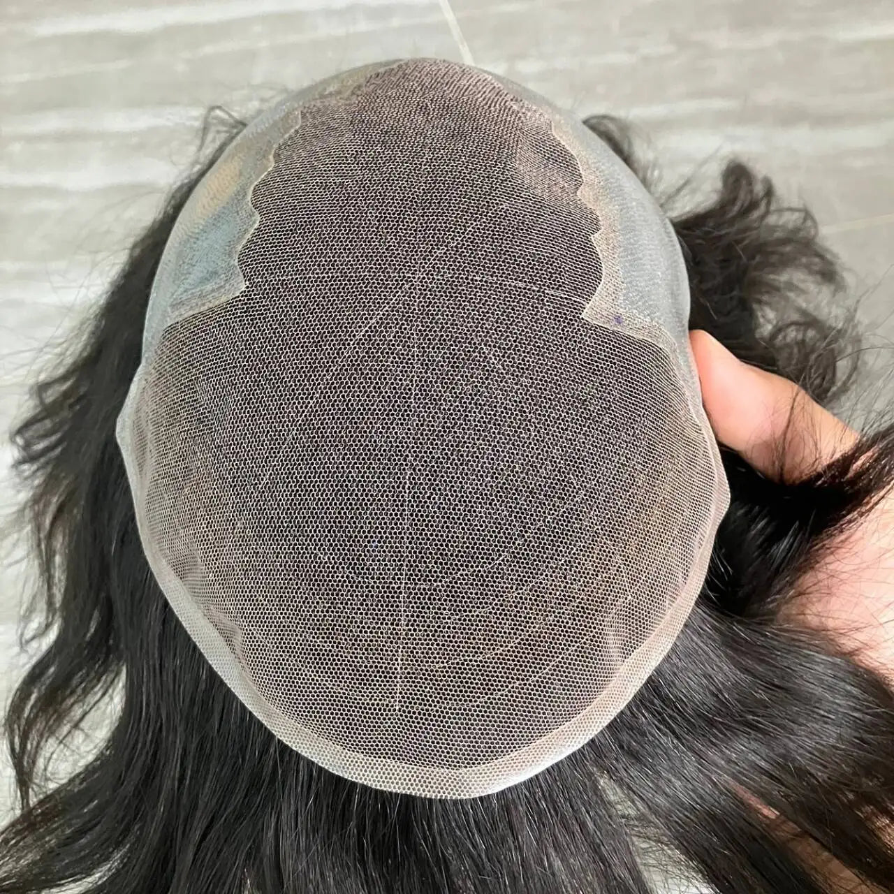 6mm Afro Kinky Curly Men Toupee - Lace & PU Base with Bleached Knots