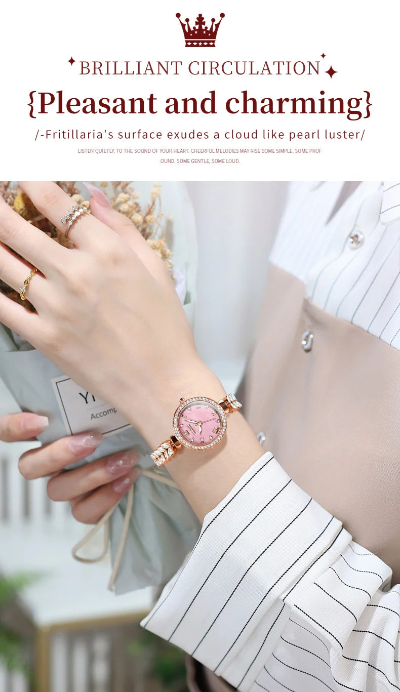 OLEVS 9971 Diamond Fishbone Women  Watch Luxury Brand Quartz Watch Elegant Bracelet Set Gift Box Waterproof HD Dial Women Watch