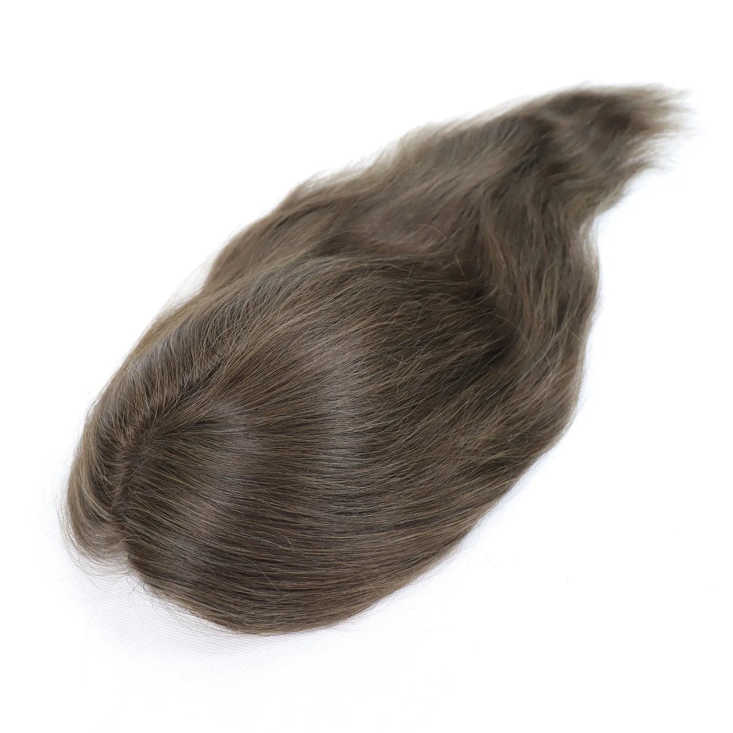 12Inch Long Hair Prosthesis Lace Front PU Toupee for Men Human Hair Natural Hairline Man's Wig Replacement System Black Brown