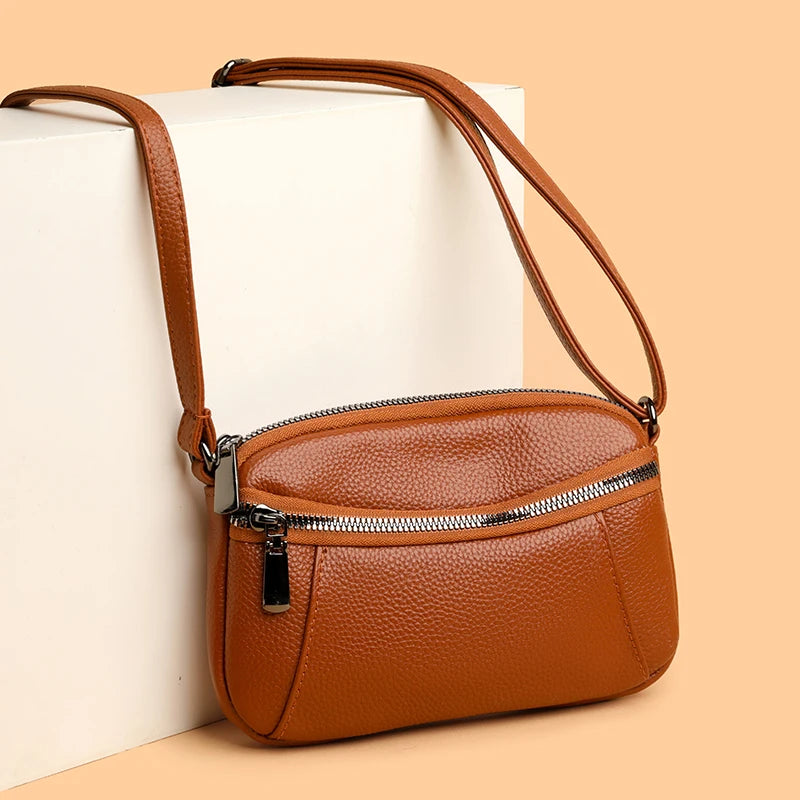 100% Cowhide New Luxury Small Handbags Brand Designer Genuine Women Crossbody Shoulder Bags Fashion Leisure Ladies Traveling Bag