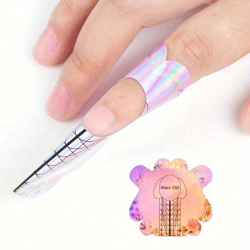 Nails Art UV Gel Tips Extension Builder Form Acrylic French Printed Nail Tip Extension Stencil Stickers for Manicure Tools
