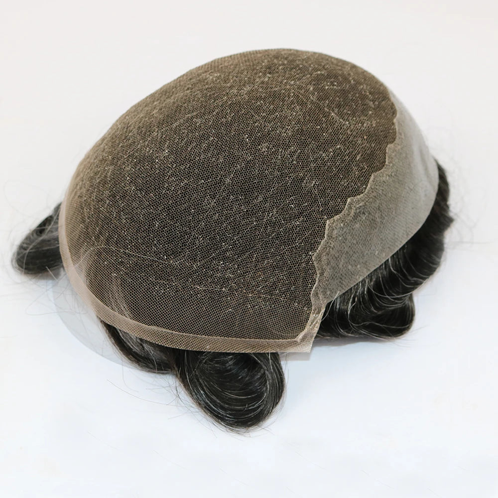 1B20 1B50 Grey Black Hair Breathable Q6 Human Hair Toupee for Men Natural Hairline Bleach Knots Swiss Lace Capillary Prosthesis