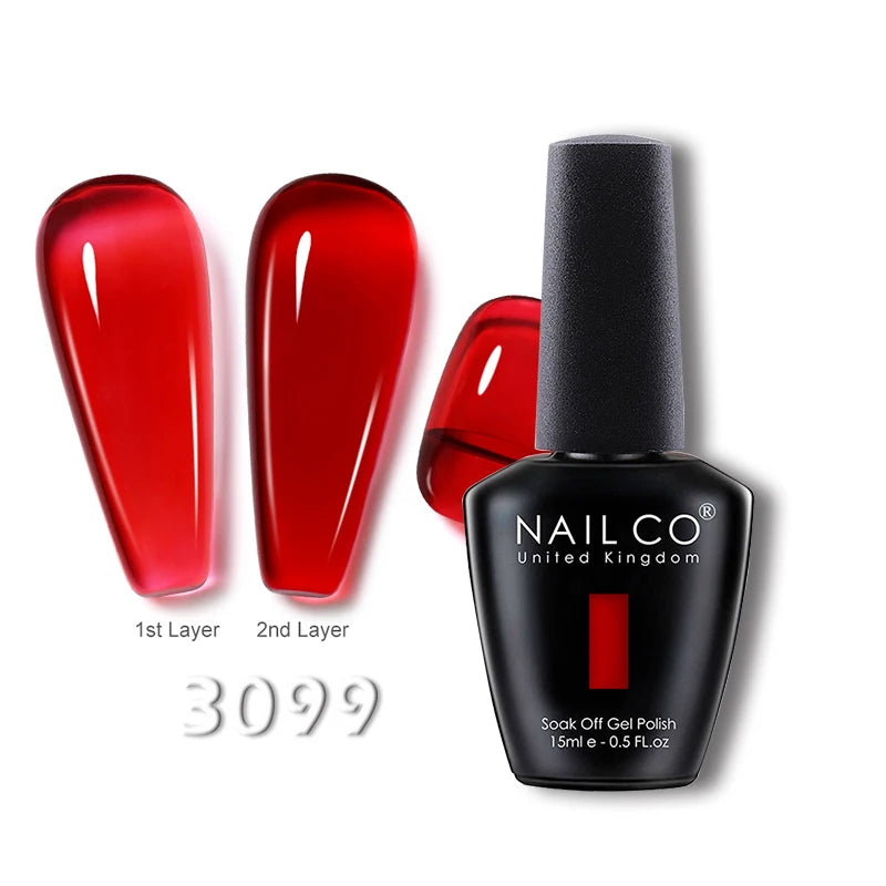 NAILCO 15ml Translucent Gel Nail Polish Semi-permanent Enamels Varnish For UV Nails Art Hybrid LED Nail Gel Transparent Manicure