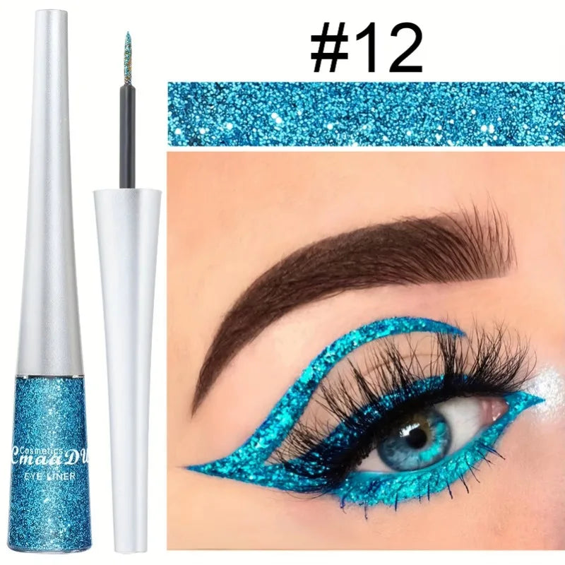 1PC Glittering Liquid Eye Shadow, Eyeliner, Pearlescent Sequins, High Saturation, Easy Makeup Removal, Suitable for Festivals