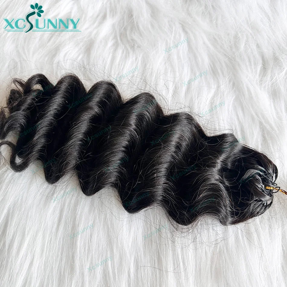 Loose Deep Wave Feather Crochet Human Hair Extensions Pre Separated Knotless Crochet Human Hair Giving Bundles No Leave Out