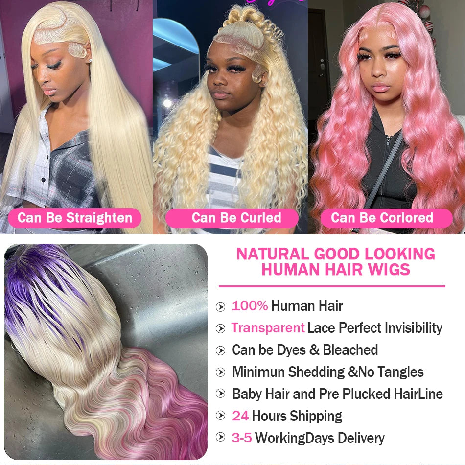 200% Body Wave 13x4 Human Hair Blonde Wig Water Wave 613 HD Lace Frontal Wig Brazilian 13x6 Colored Lace Front Wigs For Women