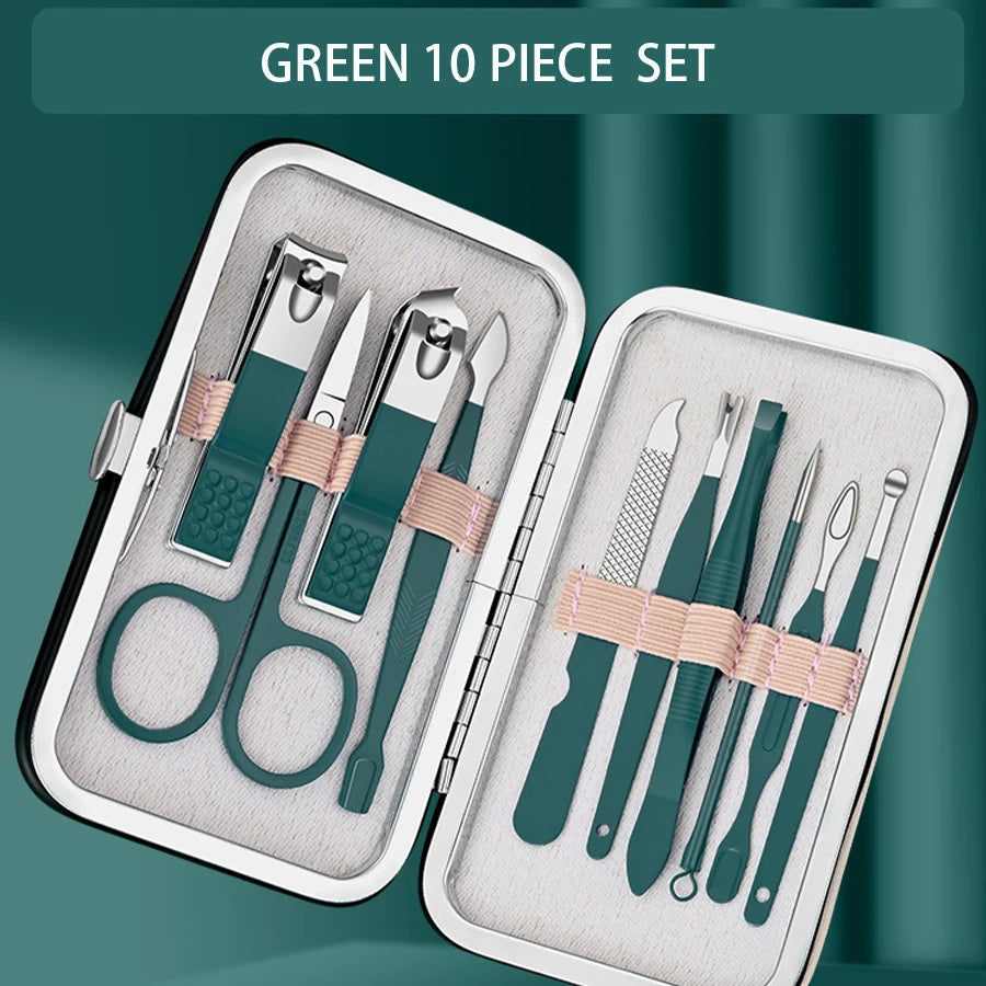 Professional Manicure Set 7-18 PCS Stainless Steel Nail Clipper Set Thick And Hard Nail Trimmer For Woman And Man Portable Set