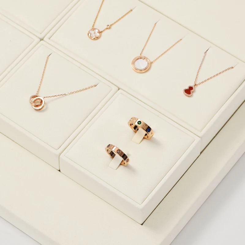 Oirlv Fashion Microfiber Jewelry Display Organizer Props Ring Pendant Necklace Holder Jewelry Rack Display Stand Sets Showcase