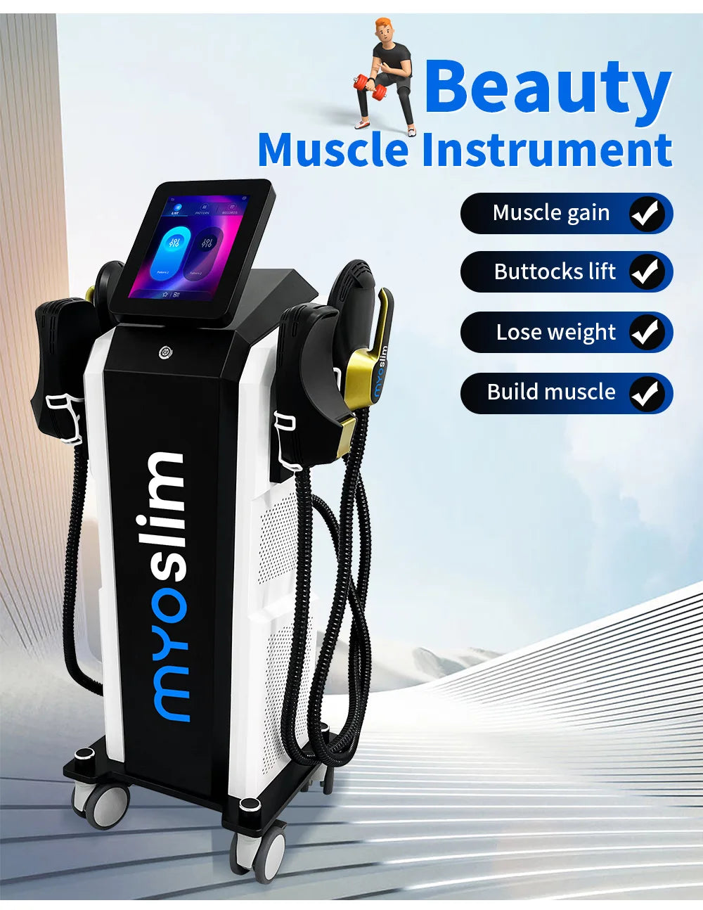 EMS Weight Loss Stimulating Muscle Slimming Fat Removal Muscle Fitness Sculpting MYOslim Machine 4 Handles Beauty Salon