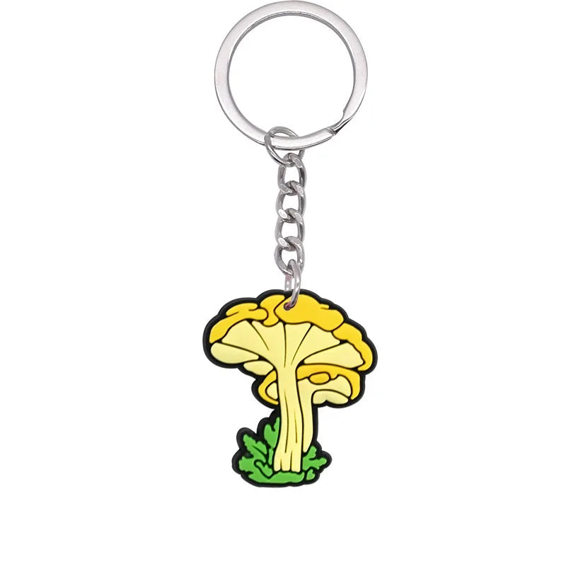 New Arrival 1/21Pcs Various Mushroom Silicone Key Chain Adult Keyring Agaric Car Key Pendant Decorations