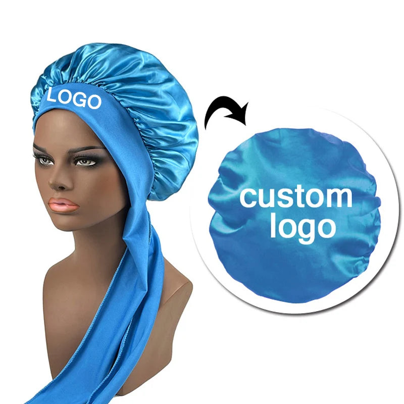 100 Mulberry Silk Hair Bonnet Personalize Logo Satin Sleeping Cap 10-50Pcs Wholesale Overnight Hair Protect Bonnets Anti-Frizzy