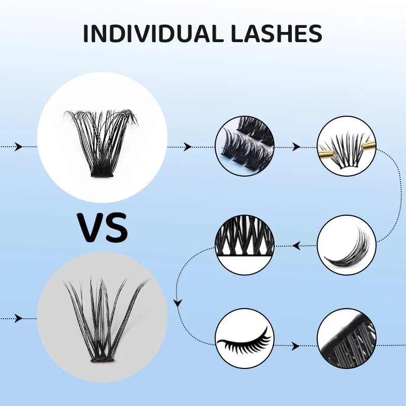 DINGSEN Eyelashes Cluster Soft Individual Lashes Eyelashes Extensions Volume DIY Eyelashes Kit Thick Cluster Eyelash Makeup
