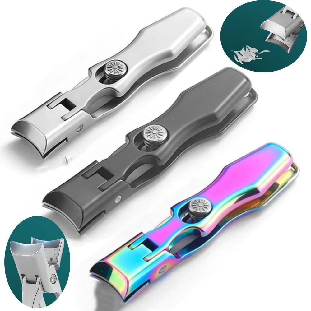 Nail Clippers Stainless Steel Wide Jaw Opening Manicure Fingernail Cutter Thick Hard Ingrown Anti Splash Toenail Scissors tools