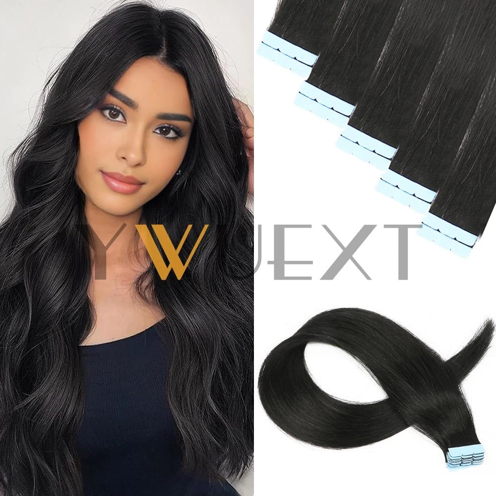 Mini Tape In Human Hair Extensions 12"-24" Machine Remy Skin Weft Adhesive Tape Hair Natural Black Brown Blonde Tape Ons 10pcs