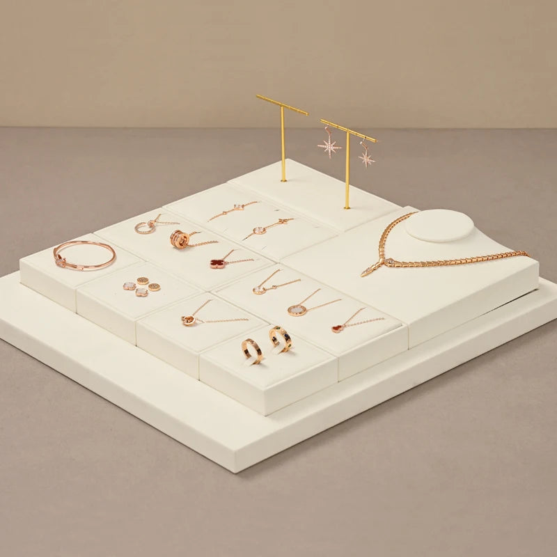 Oirlv Fashion Microfiber Jewelry Display Organizer Props Ring Pendant Necklace Holder Jewelry Rack Display Stand Sets Showcase