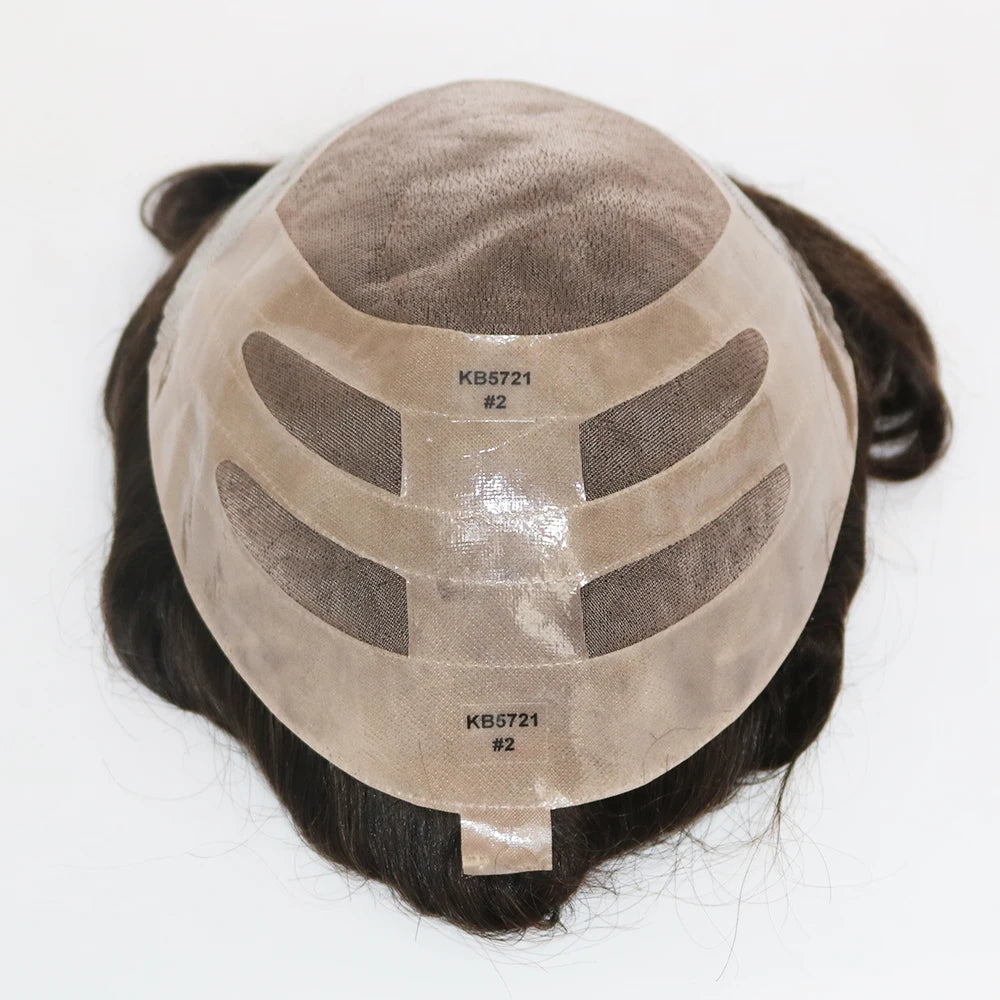 Realistic Men's Toupee Durable NPU Bond Gray Male Human Hair Prosthesis Capillary System Natural Hairline Comfortable Fine Mono