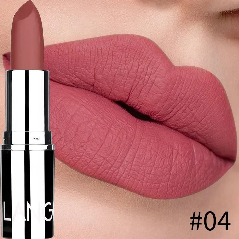1PC Waterproof Nude Pink Lipstick Matte Lips Stick Long Lasting Non-stick Cup Lip Gloss Moisturizing Lipsticks Make-up Cosmetic