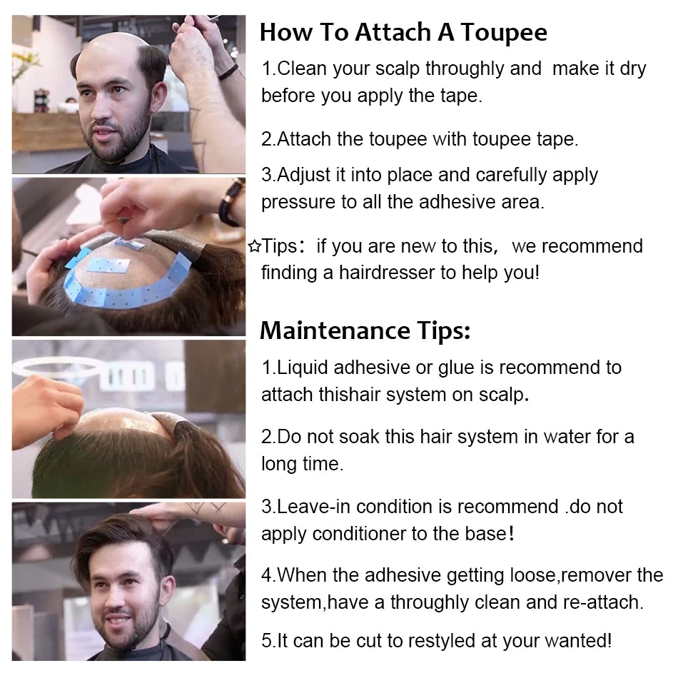 Hot Sale Toupee Wigs Human Hair For Men 0.12-0.14mm Skin Hair Prosthesis Man 6" Men's Capillary Prosthesis Soft Mens Hair System