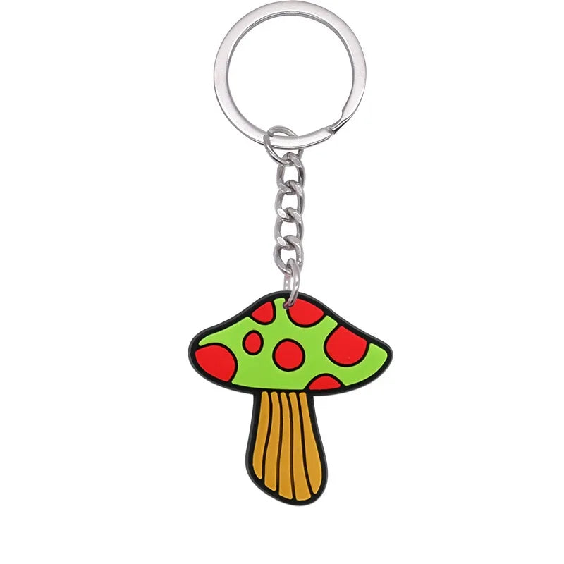New Arrival 1/21Pcs Various Mushroom Silicone Key Chain Adult Keyring Agaric Car Key Pendant Decorations