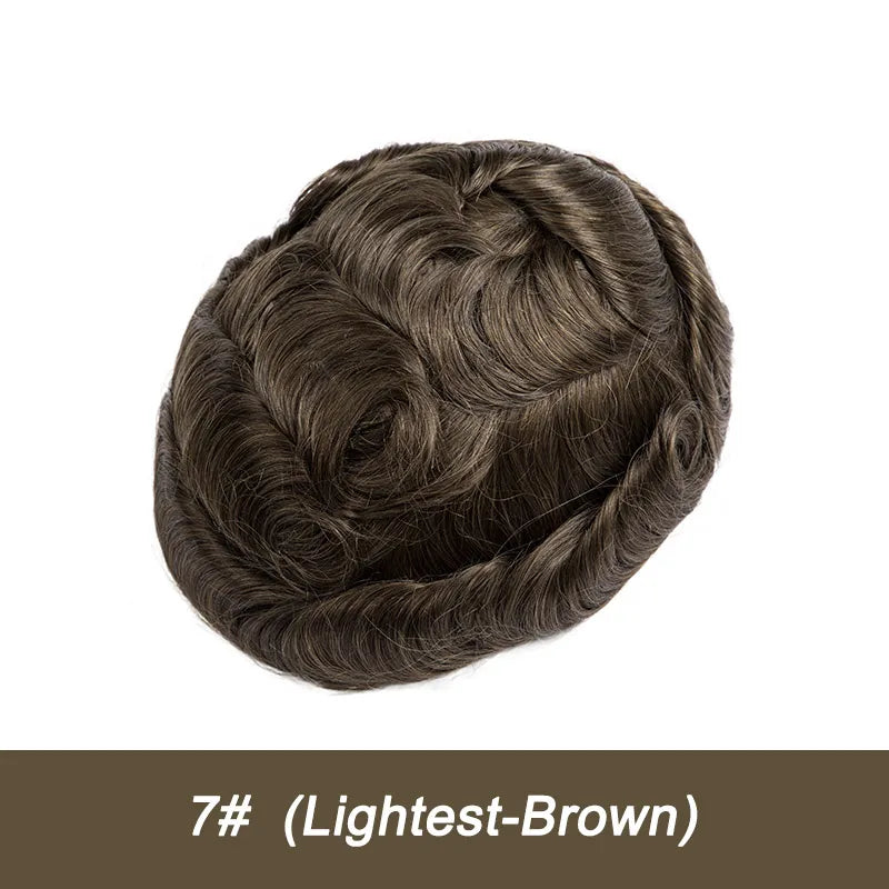 Full Swiss Lace Toupee Ultra Delicate AIR-Lace Male Hair Prosthesis Breathable 100% Natural Human Hair System Unit Mens Wig