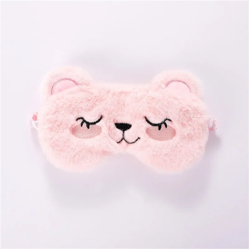 Plush Sleep Mask Cute Koala Rabbit Sort Blindfold Eye Band Aid Cover Night Dream Mask Cotton Bandage  for Sleeing Relax