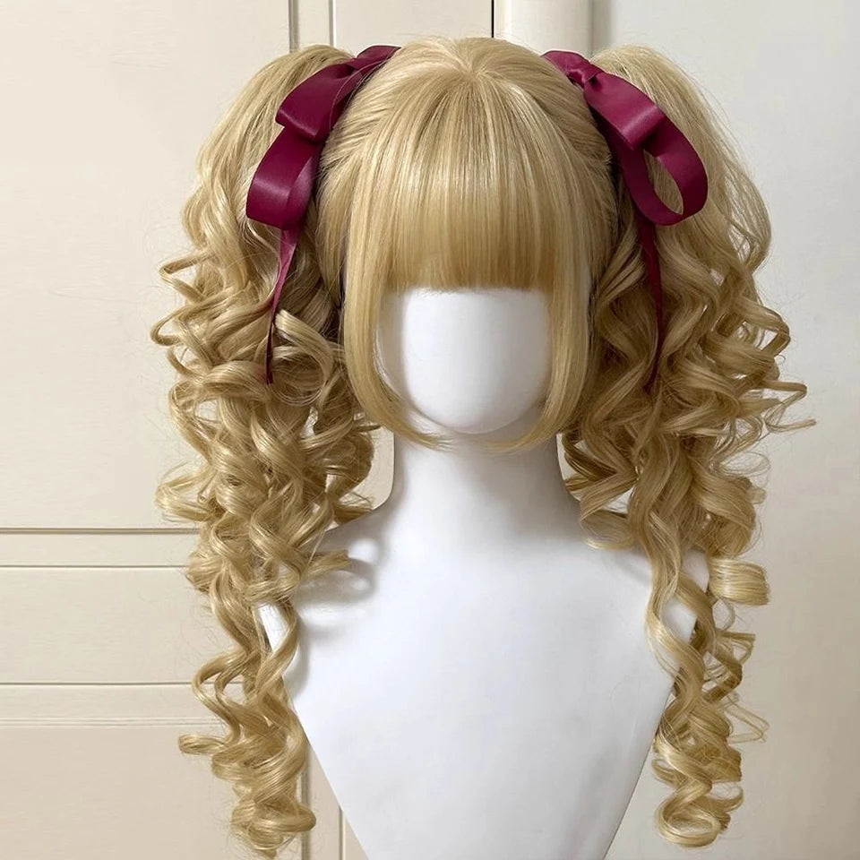 Platinum Blue Gradient Long Curly Wig - Heat Resistant Synthetic Cosplay