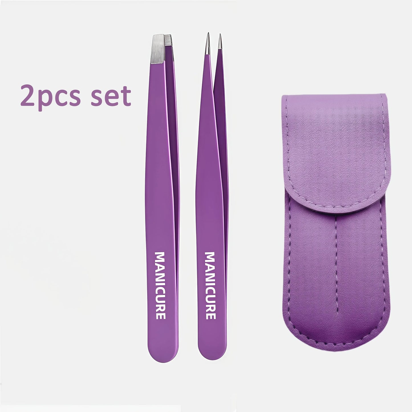 2pcs Stainless Steel Eyebrow Tweezers Set Precision Pointed & Double-Ended Design for Eyelash & Eyebrow Grooming Christmas Gift