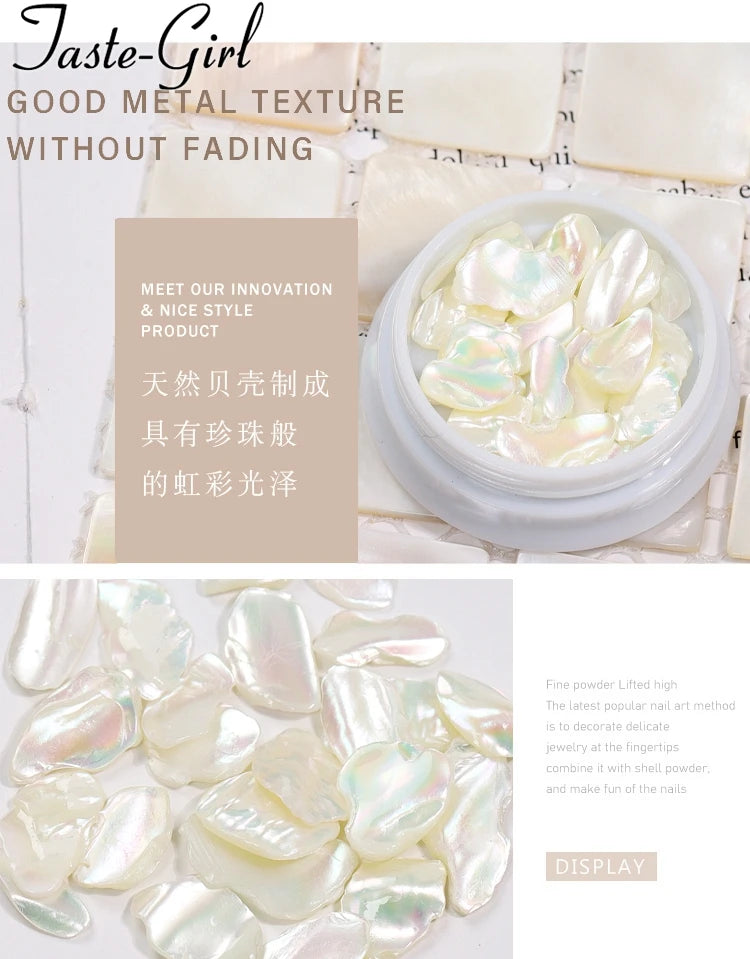 1 Pot Nails Abalone Shell Fragments Texture Natural Sea Shell 3d Charm Nail Art Decoration Slice DIY Beauty Salon Tools new