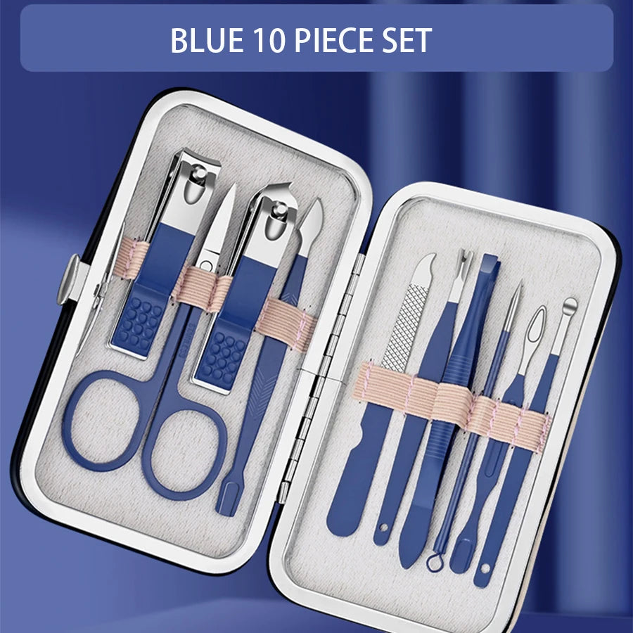 Professional Manicure Set 7-18 PCS Stainless Steel Nail Clipper Set Thick And Hard Nail Trimmer For Woman And Man Portable Set