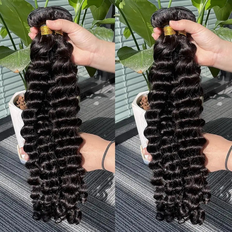 Brazilian Curly Human Hair Weave Bundles Loose Deep Wave 3 4  Remy Hair Bundles 30 32 34 36 Inch Hair Extensions Double Drawn