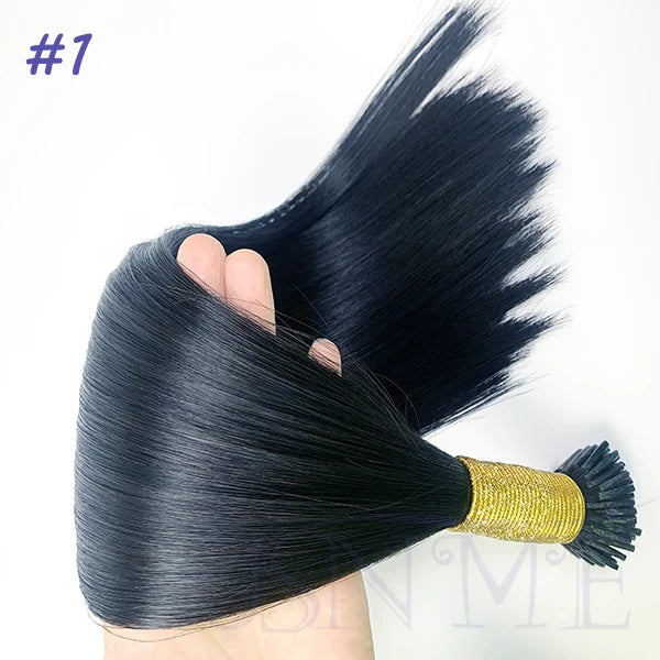 JSNME I Tip Hair Extensions Natural Real Human Fusion Capsule Keratin Hair Extensions Black Brown Blonde 1g/Strand  For Salon